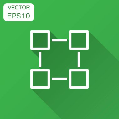 Blockchain teknoloji vektör simge düz tarzı. Şifreleme küp blok illüstrasyon uzun gölge ile. Blockchain algoritma kavramı.