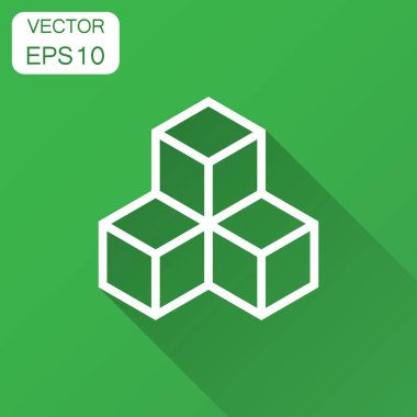 Blockchain teknoloji vektör simge düz tarzı. Şifreleme küp blok illüstrasyon uzun gölge ile. Blockchain algoritma kavramı.