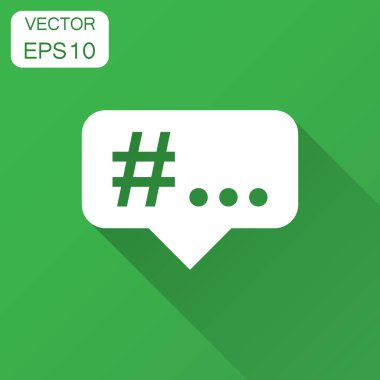 Düz stil hashtag vektör simgesi. Sosyal medya pazarlama ile uzun gölge illüstrasyon. Hashtag ağ kavramı.