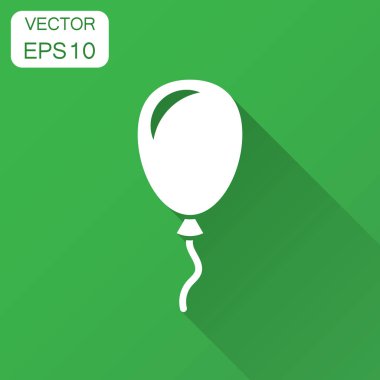 Hava Balon düz vektör simgesi. Doğum günü balon illüstrasyon uzun gölge ile. Balon iş kavramı.