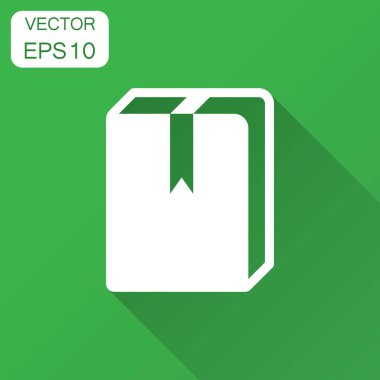 Kitap kütüphane vektör simgesi düz tarzı. Eğitim sembolü illüstrasyon uzun gölge ile. Kitap iş kavramı.