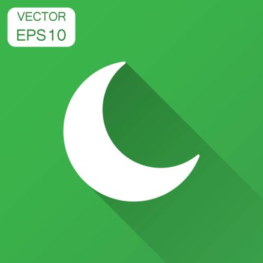Gece ay düz stil vektör simgesi. Ay gece illüstrasyon uzun gölge ile. Ay iş kavramı.