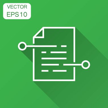 Düz stil belge kağıt simgesi. Koşulları ile uzun gölge illüstrasyon levha. Belge analytics iş kavramı.
