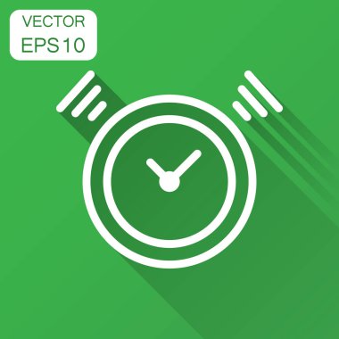 Saat zamanlayıcı simgesi düz tarzı. Zaman alarm illüstrasyon uzun gölge ile. Kronometre saat iş kavramı.