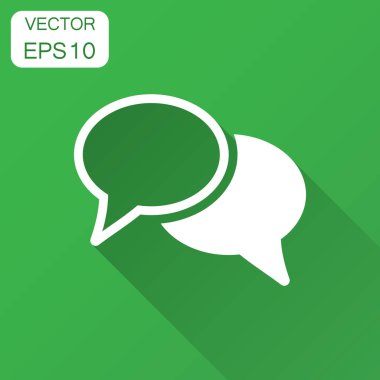 Konuşma balonu düz vektör simgesi. Tartışma iletişim illüstrasyon. İş piktogram kavramı. İş kavramı basit düz piktogram uzun gölge ile.