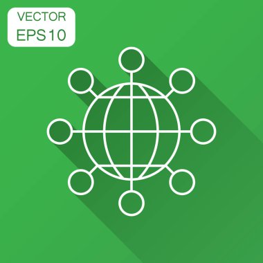 Simge düz stilde paylaşımı. Dijital illüstrasyon uzun gölge ile bağlayın. Ekip çalışması iletişim iş kavramı.