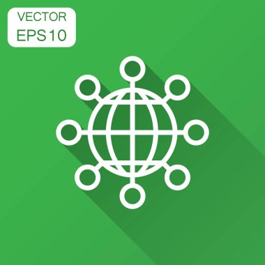 Simge düz stilde paylaşımı. Dijital illüstrasyon uzun gölge ile bağlayın. Ekip çalışması iletişim iş kavramı.