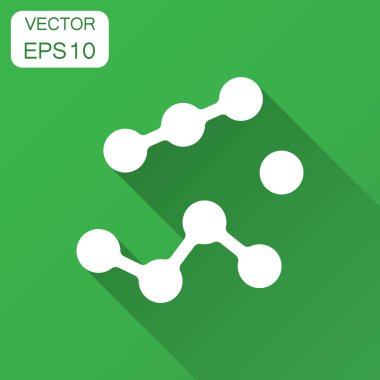 DNA vektör simgesi. Medecine molekül düz resimde uzun gölge ile. Basit iş kavramı sembol.