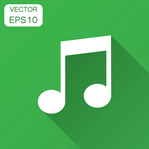 Icono Nota Musical Estilo Plano Ilustración Medios Sonoros Con Sombra — Vector de stock