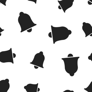 Bell simgesi Dikişsiz desen arka plan. İş kavramı vektör çizim. Alarm zili handbell sembolü desen.