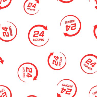 Yirmi dört saat saat simgesi Dikişsiz desen arka plan. İş kavramı vektör çizim. 24/7 hizmet saat sembol desen.