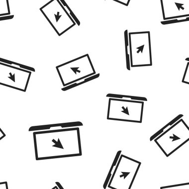 Dizüstü dizüstü fare imleç simgesi Dikişsiz desen arka plan ile. İş kavramı vektör çizim. Dizüstü ekran simge desen.