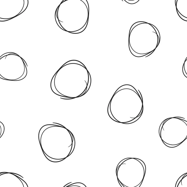 手描き フリーハンド はサークル線スケッチ アイコンのシームレスなパターン背景です ビジネス概念ベクトル イラスト 円形落書き落書きシンボル パターン — ストックベクタ
