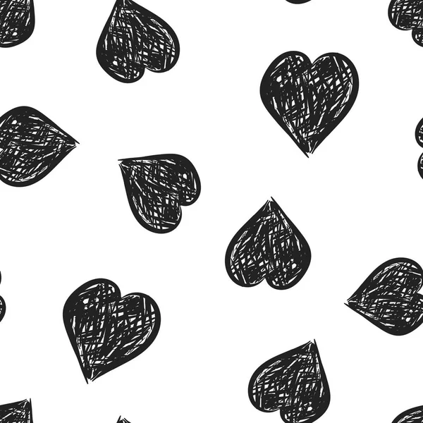 Corazón Dibujado Mano Icono Fondo Patrón Sin Costuras Ilustración Vector — Vector de stock