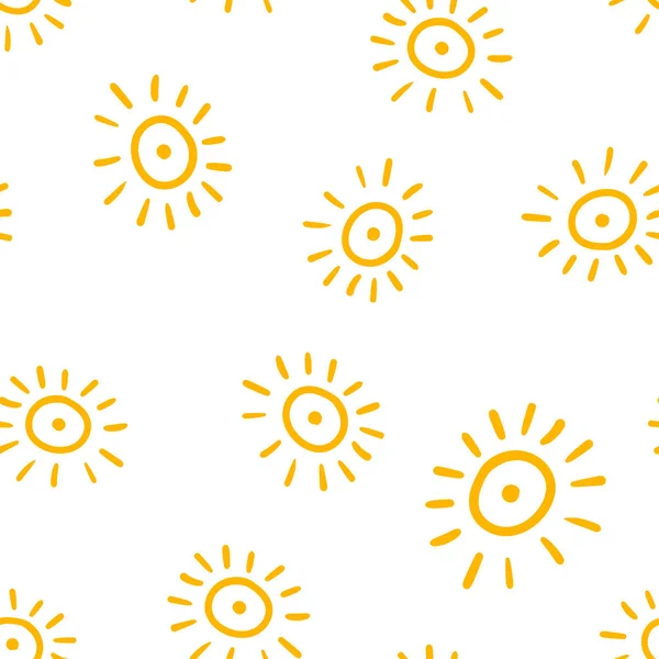 Ručně Kreslené Slunce Ikony Bezešvé Vzor Pozadí Vektorová Ilustrace Obchodního — Stockový vektor