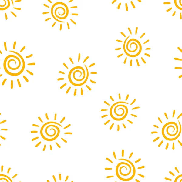 Ručně Kreslené Slunce Ikony Bezešvé Vzor Pozadí Vektorová Ilustrace Obchodního — Stockový vektor