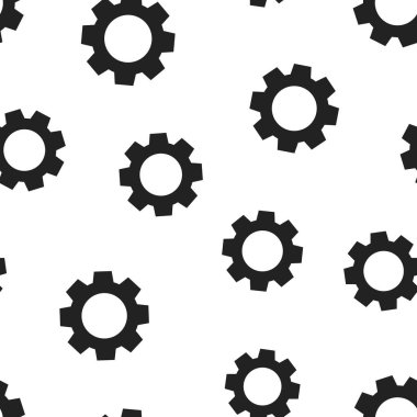Dişli çark dişi tekerlek simgesi Dikişsiz desen arka plan. İş kavramı vektör çizim. Gearwheel karikatür sembolü desen.