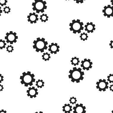 Dişli çark dişi tekerlek simgesi Dikişsiz desen arka plan. İş kavramı vektör çizim. Gearwheel karikatür sembolü desen.
