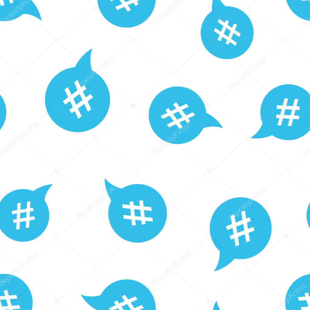 Hashtag icon seamless pattern background. Business concept vector illustration. Social media marketing symbol pattern.