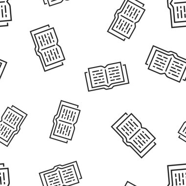Açık kitap simgesi Dikişsiz desen arka plan. İş kavramı vektör çizim. Eğitim Kütüphanesi sembolü desen.