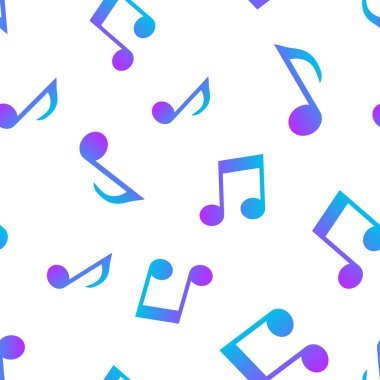 Müzik not simgesini Dikişsiz desen arka plan. İş kavramı vektör çizim. Ses medya sesli not sembol desen.