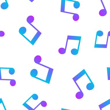 Müzik not simgesini Dikişsiz desen arka plan. İş kavramı vektör çizim. Ses medya sesli not sembol desen.