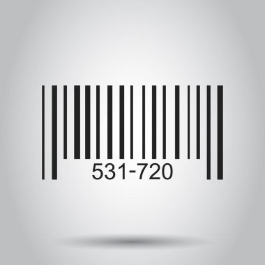 Barkod ürün dağıtım simgesi. Vektör çizim. İş kavramı barkod piktogram.