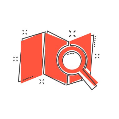 Çizgi film haritası broş simgesi. Konum GPS resimli resim. Hedef levhası sıçrama iş konsepti.