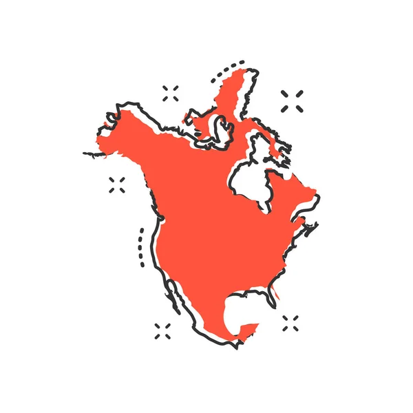Cartoon América Del Norte Mapa Icono Estilo Cómico Pictograma Ilustrativo — Vector de stock