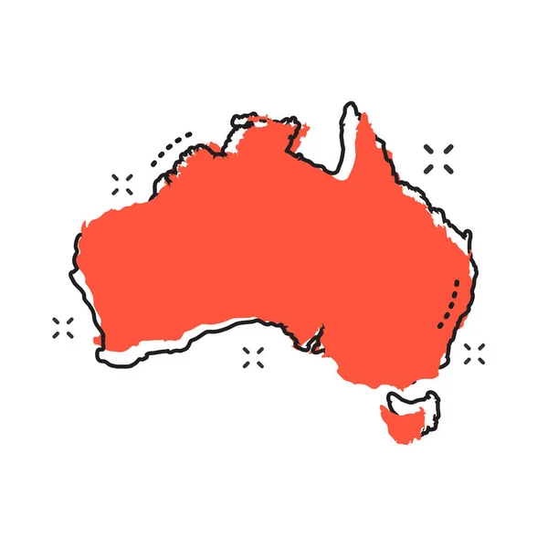 Cartoon Australië Kaartpictogram Komische Stijl Australië Illustratie Pictogram Land Geografie — Stockvector