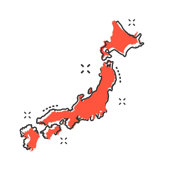 漫画の漫画のスタイルで日本地図アイコン 日本図ピクトグラム 国地理記号スプラッシュ ビジネス コンセプト — ストックベクタ