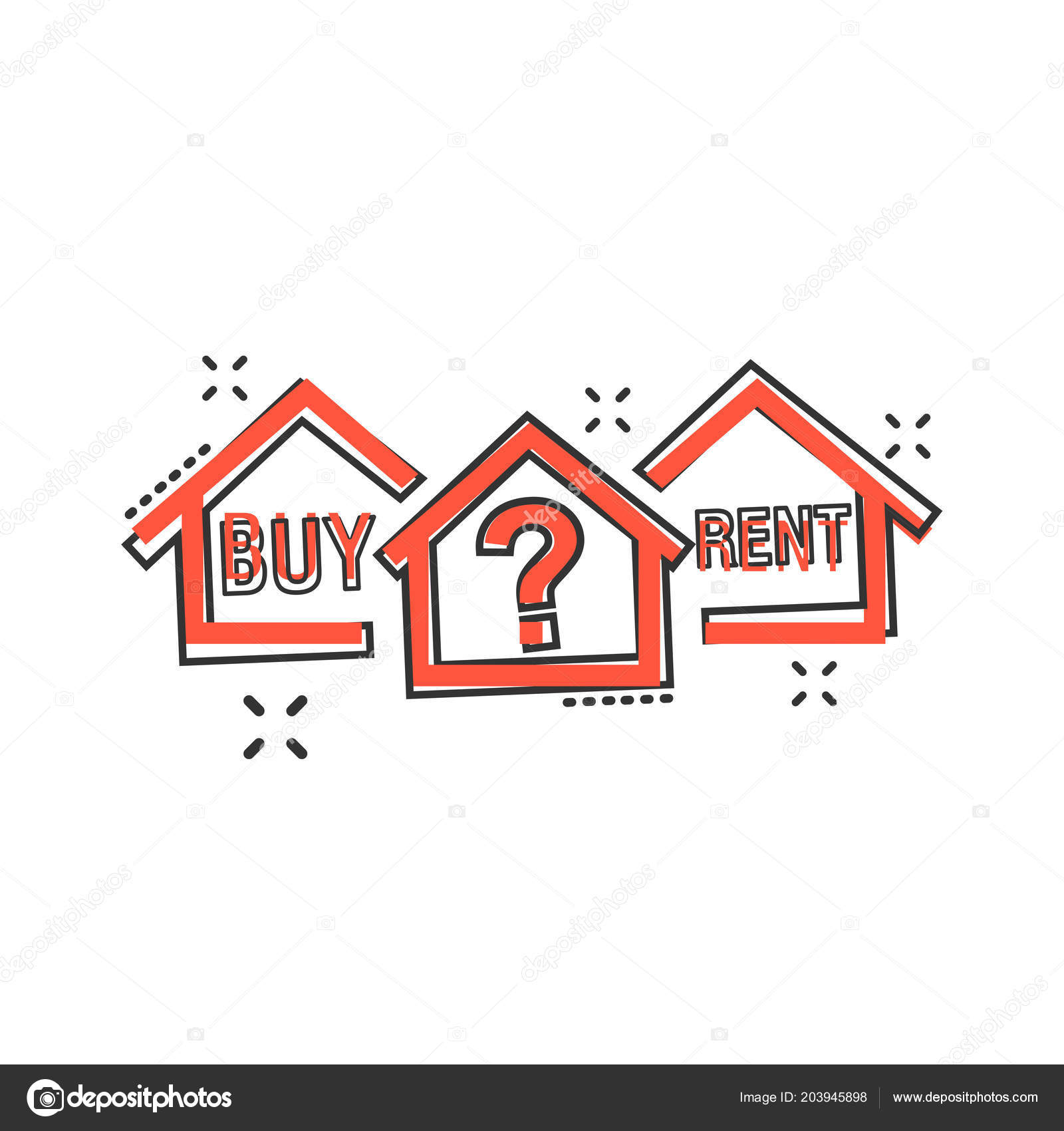 Vector Cartoon Buy Rent House Icon Comic Style House Sign Stock Vector  Image by ©sanek13744 #203945898
