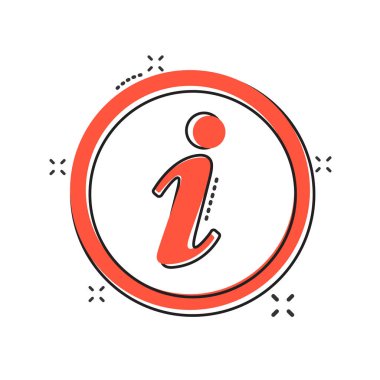 Çizgi roman tarzında vektör çizgi film bilgi simgesi. Konuşma işareti resimli resim. Bilgi sektörü sıçrama etkisi kavramı.