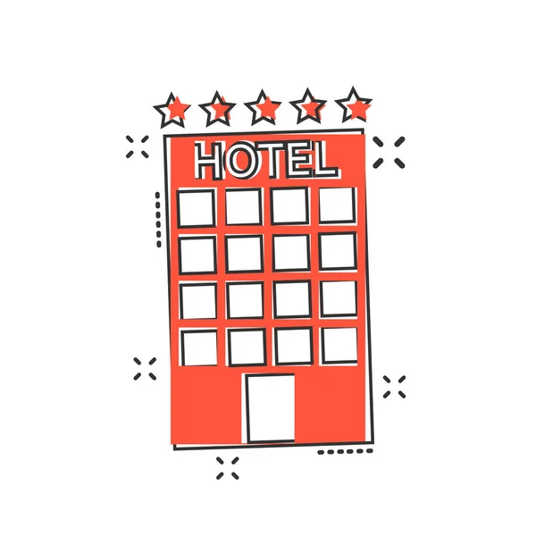 Vector Tecknad Hotellikon Komisk Stil Torn Tecken Illustration Piktogram Hotel — Stock vektor