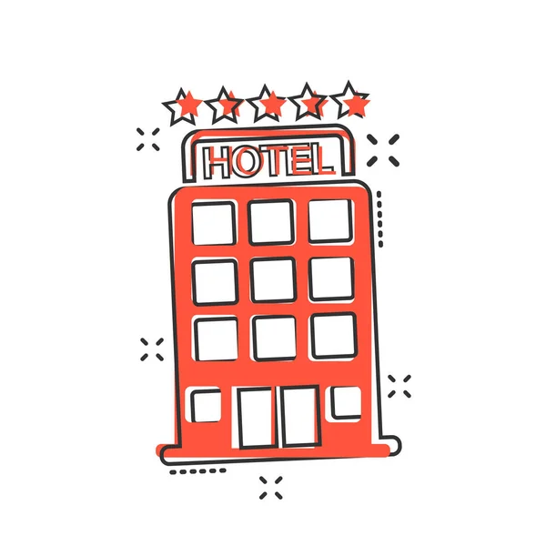 Vector Cartoon Hotel Ikone Comic Stil Das Piktogramm Eines Turmschildes — Stockvektor
