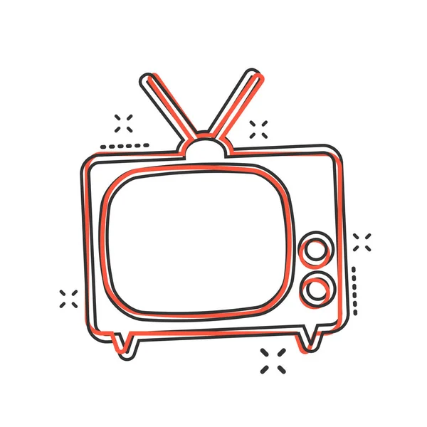 Vector Cartoon Icon Comic Style Television Sign Illustration Pictogram Business — Stock Vector