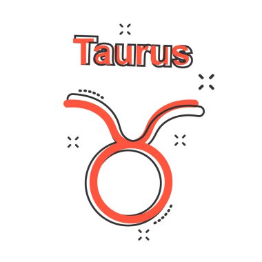 Çizgi film Taurus Zodiac ikonu. Astroloji resimli resim imzası. Taurus yıldız falı iş sıçrama etkisi kavramı.