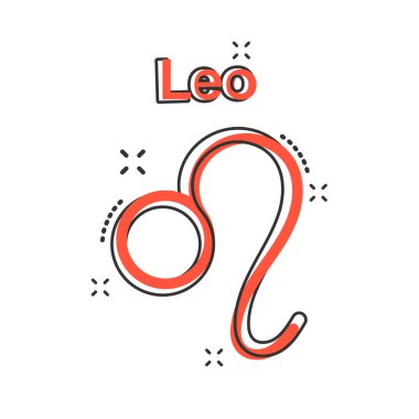 Vektör çizgi film Leo Zodiac 'ın karikatür ikonu. Astroloji resimli resim imzası. Leo yıldız falı iş sıçrama etkisi konsepti.