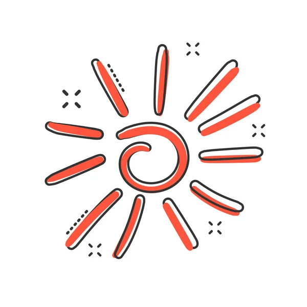 Vector Hand Drawn Sun Icon Comic Style Summer Sign Illustration — Stock Vector