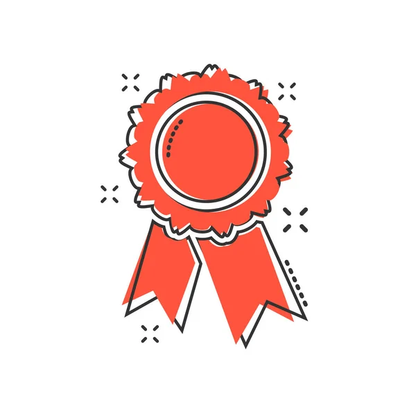 Vektorový Kreslený Odznak Ikonou Stuhy Komiksovém Stylu Award Medal Sign — Stockový vektor