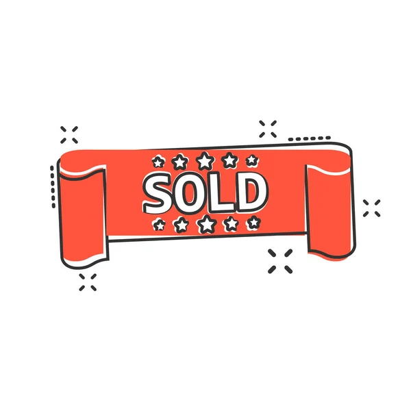 Vector Cartoon Sold Ribbon Icon Comic Style Discount Sale Sticker — Stock Vector