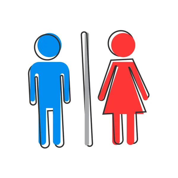 화장실 화장실 스타일에서 아이콘 남자와 화장실 그림입니다 화장실 비즈니스 스플래시 — 스톡 벡터