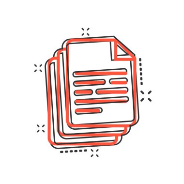 Çizgi roman tarzında vektör karikatür simgesi. Kağıt levha, resimli resim çizimi. Belge işi sıçrama etkisi kavramı.