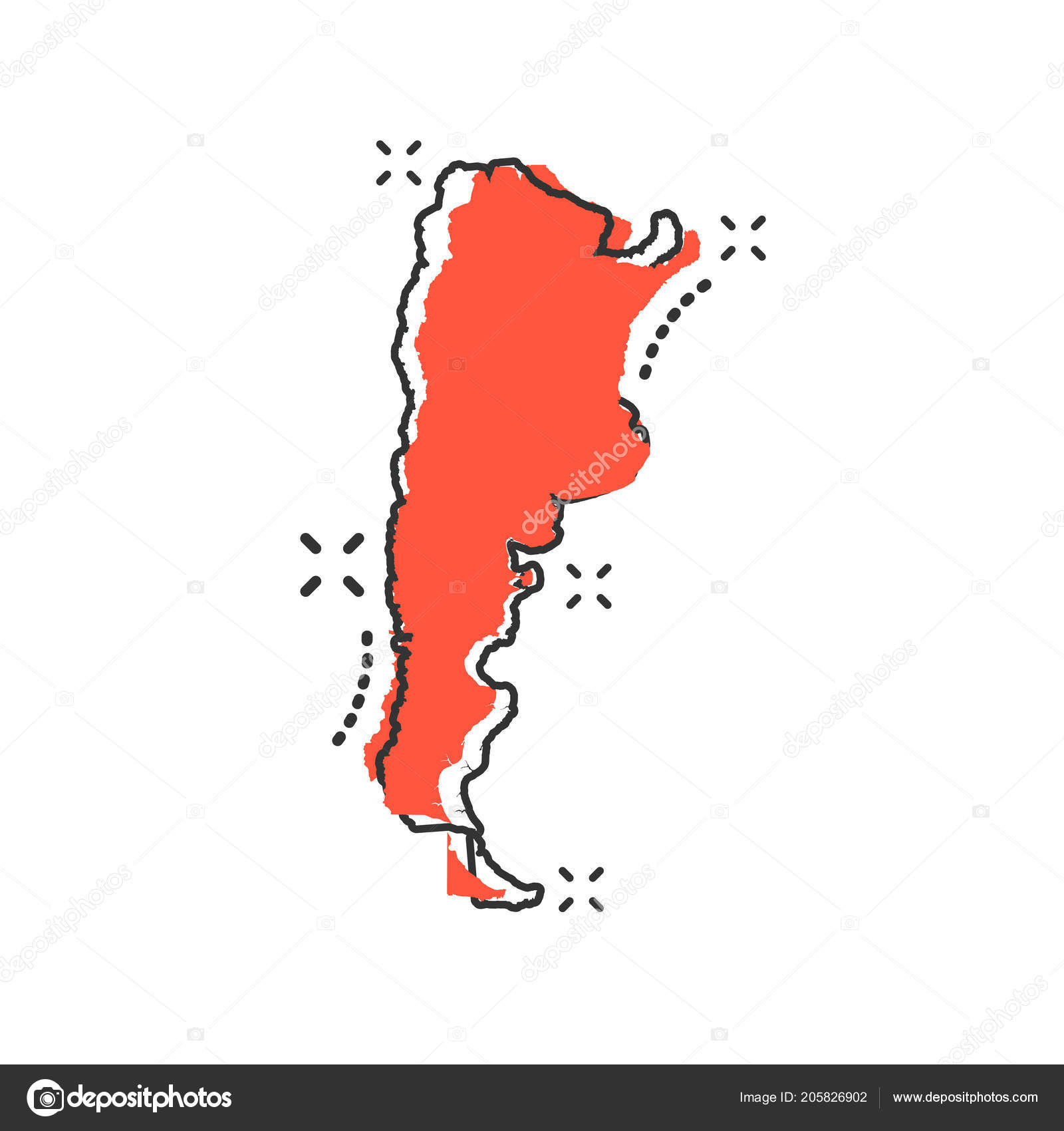 Dibujos Animados Vector Icono Mapa Argentina Estilo Cómic Pictograma