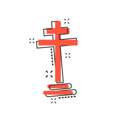 Vektör karikatür cadılar bayramı mezar ikonu, komik bir tarzda. Gravstone tabela resimli resim. Rip business sıçrama etkisi konsepti.