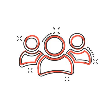 Çizgi roman tarzında vektör karikatür insan ikonu. İnsanlar resimli resim imzalarlar. İnsanlar iş dünyasının sıçrama etkisi kavramını.