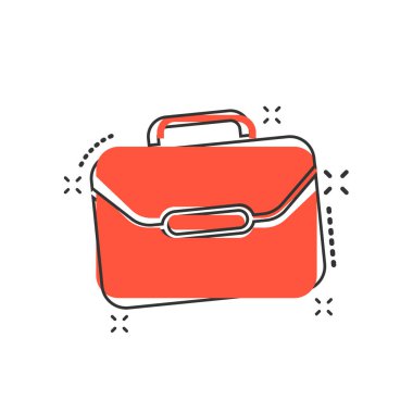 Vector çizgi film bavul ikonu. Bavul tabela resimli resim. Diplomat davası iş sıçrama etkisi kavramı.