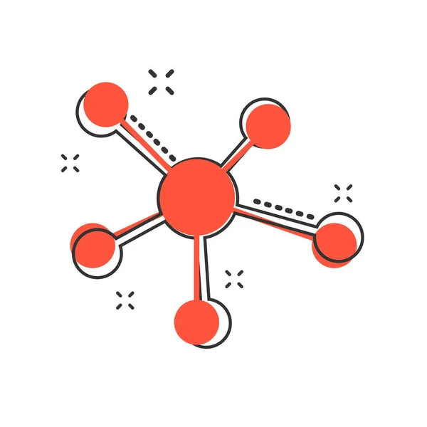 Векторная Мультипликационная Социальная Сеть Молекула Икона Днк Комическом Стиле Пиктограмма — стоковый вектор