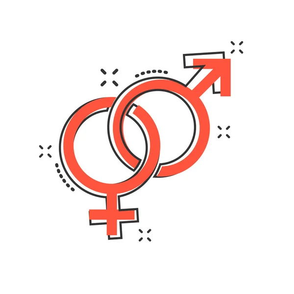 Ikona Płci Wektorowej Komicznym Stylu Mężczyźni Kobiety Podpisują Ilustracyjny Piktogram — Wektor stockowy