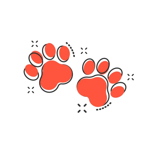 Vector Cartoon Paw Print Icon Comic Style Dog Cat Pawprint — Stock Vector